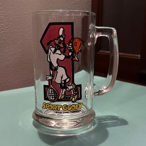 VTG Walt Disney Productions "Sport Goofy" glass beer mug or stein RARE